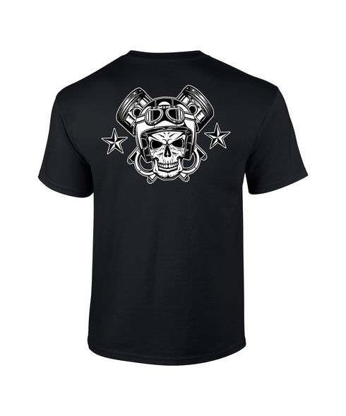 Biker T-Shirt Vintage Motorcycle Classic Bike Custom Chopper Piston Skull